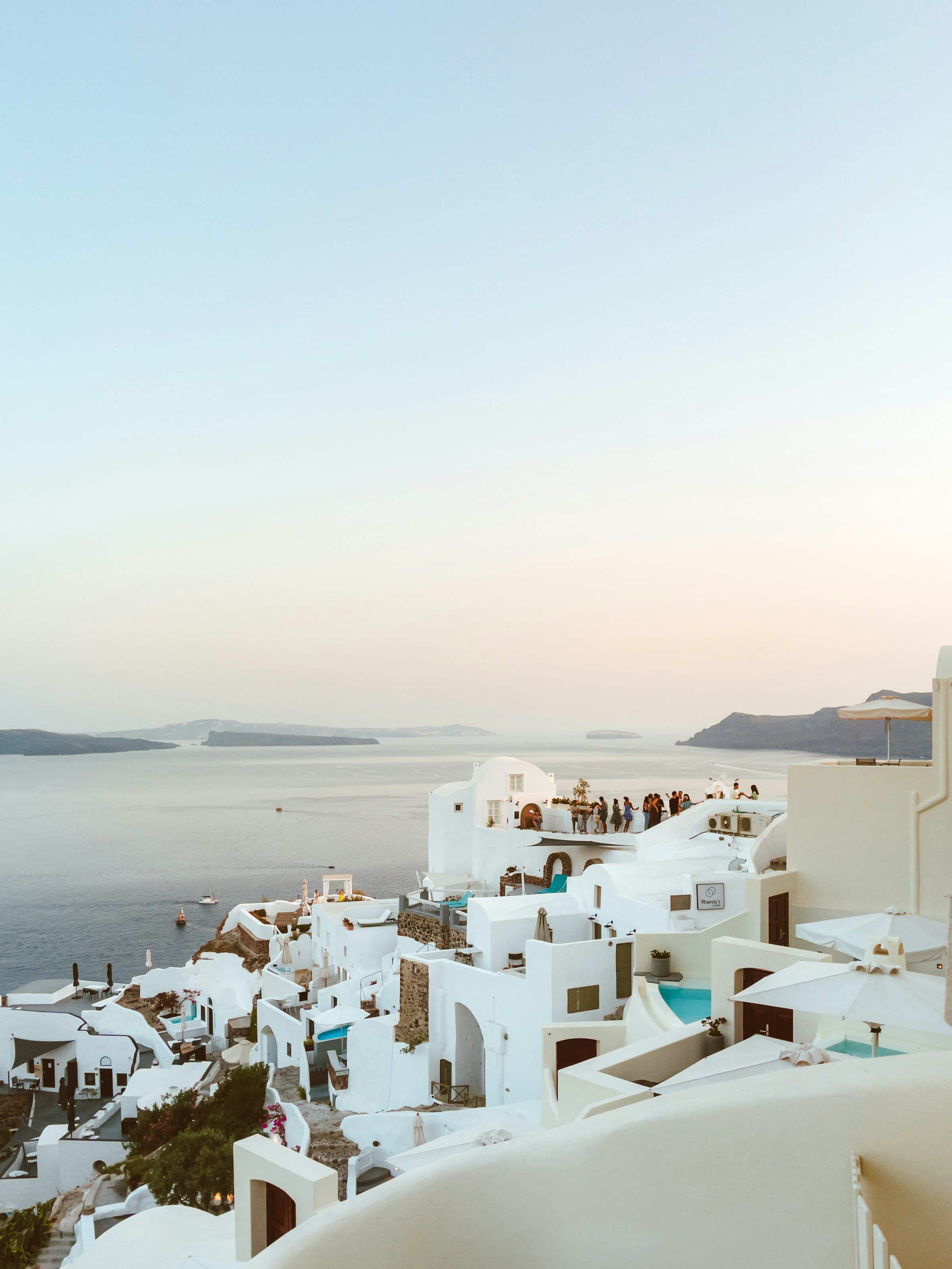 White architecture overlooking the sea in Santorini